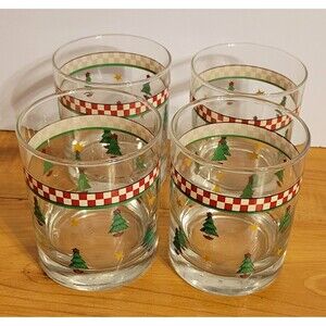 Vintage Debbie Mumm Set of 4 1997 Magic Of Christmas Glass Tumblers 12 oz
